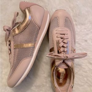 Michael Kors Sneakers, light pink/mauve & rose gold mesh, size 8 1/2